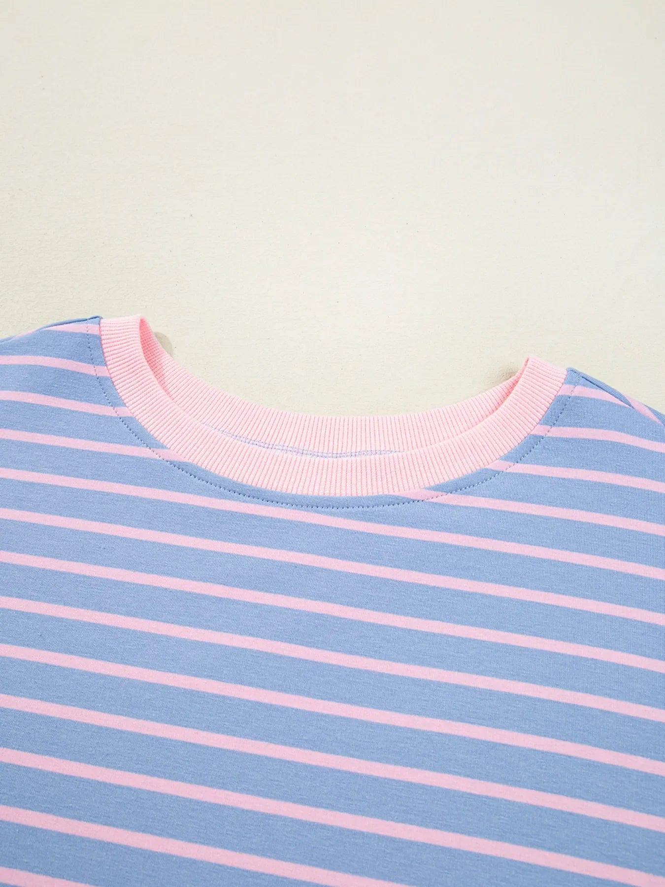 Stripe Oversize Contrast Trim Drop Shoulder Sweatshirt