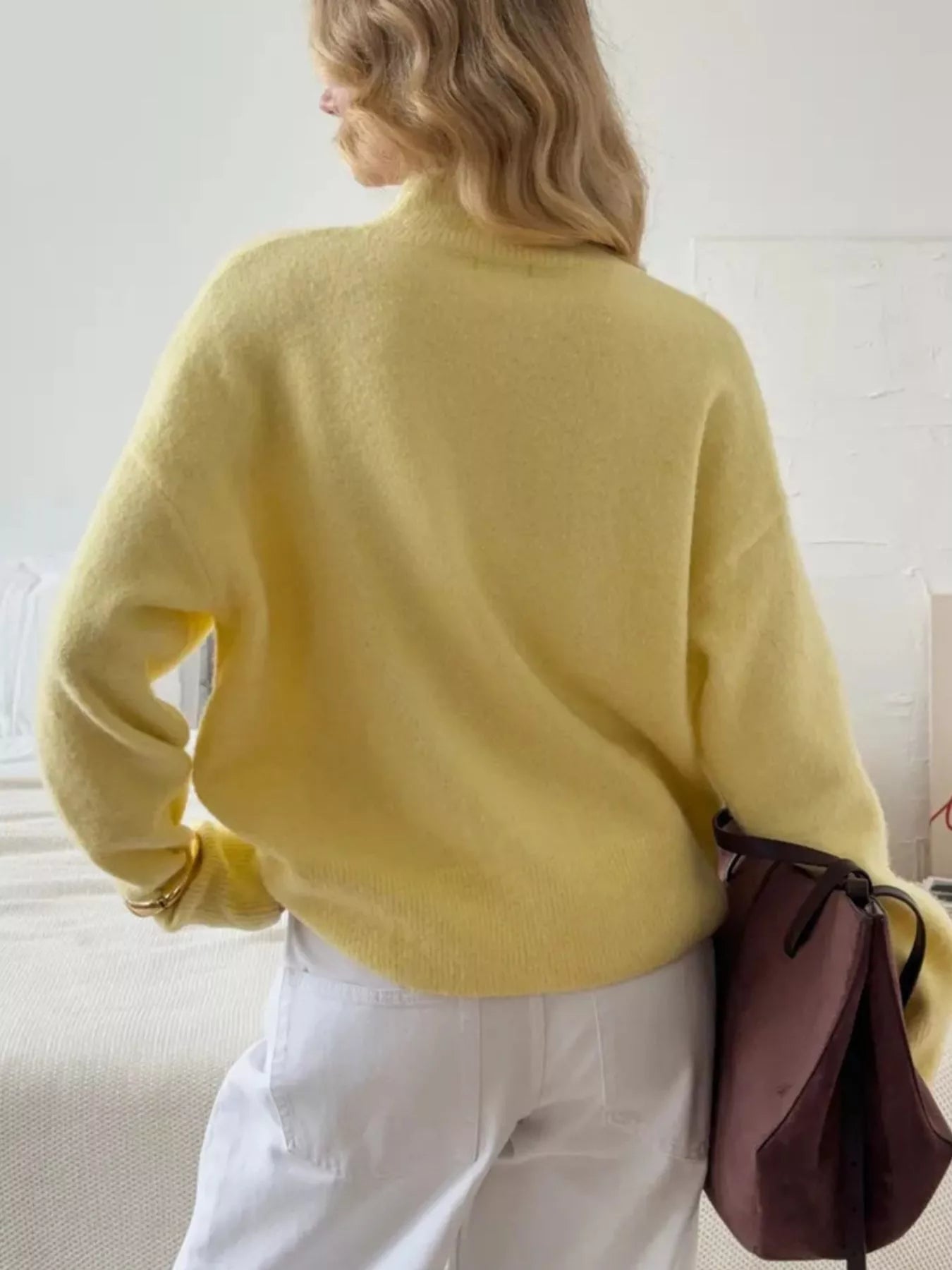 Mock Neck Dropped Shoulder Sweater