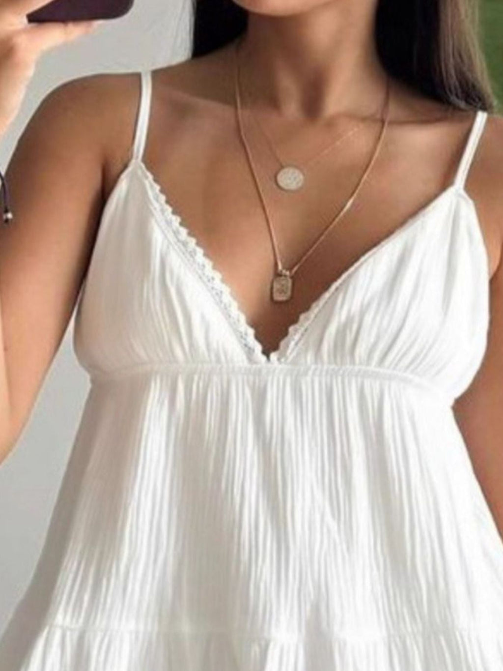 V-Neck Tiered Mini Dress