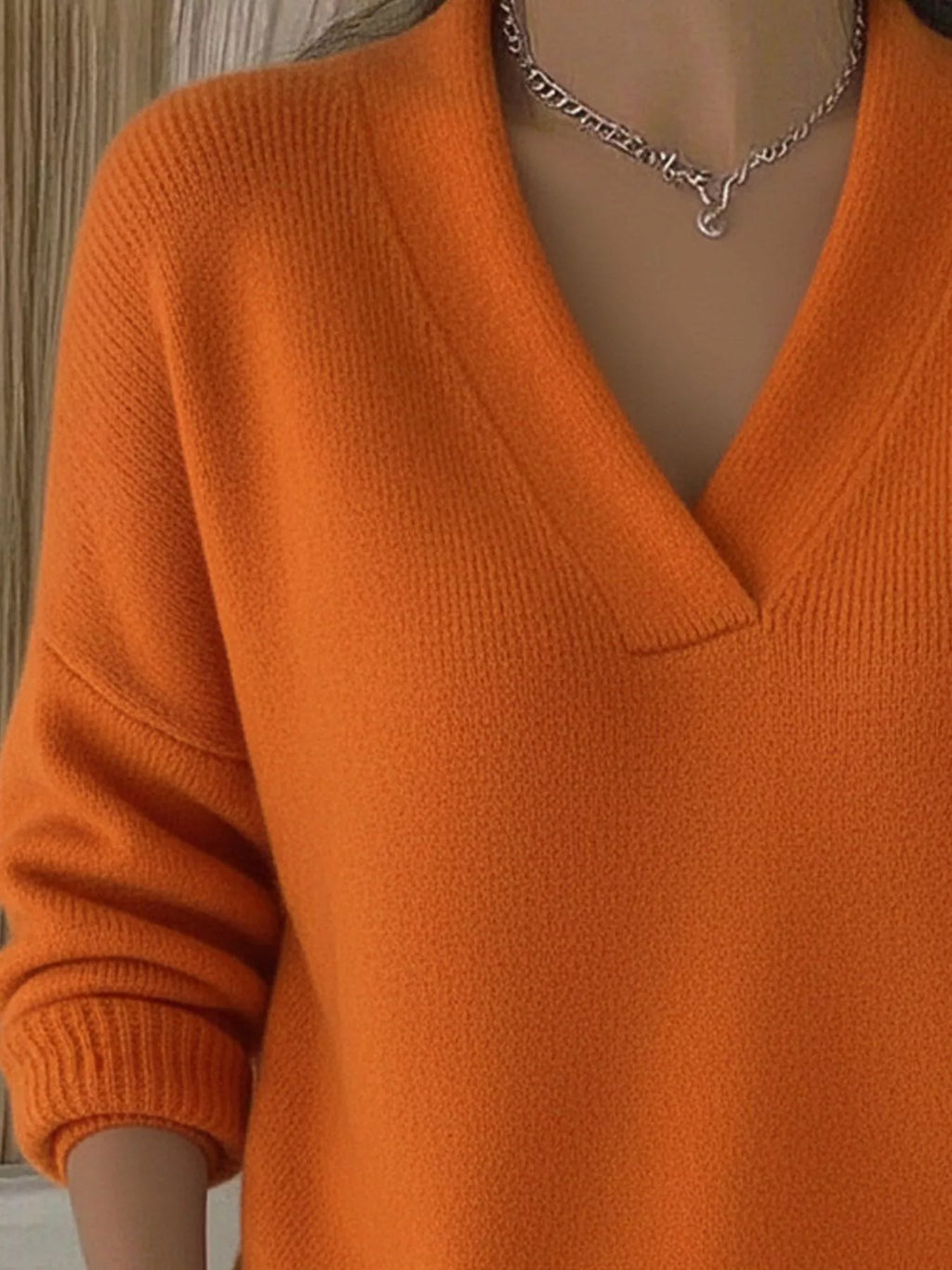 Full Size V-Neck Dropped Shoulder Sweater Plus Size