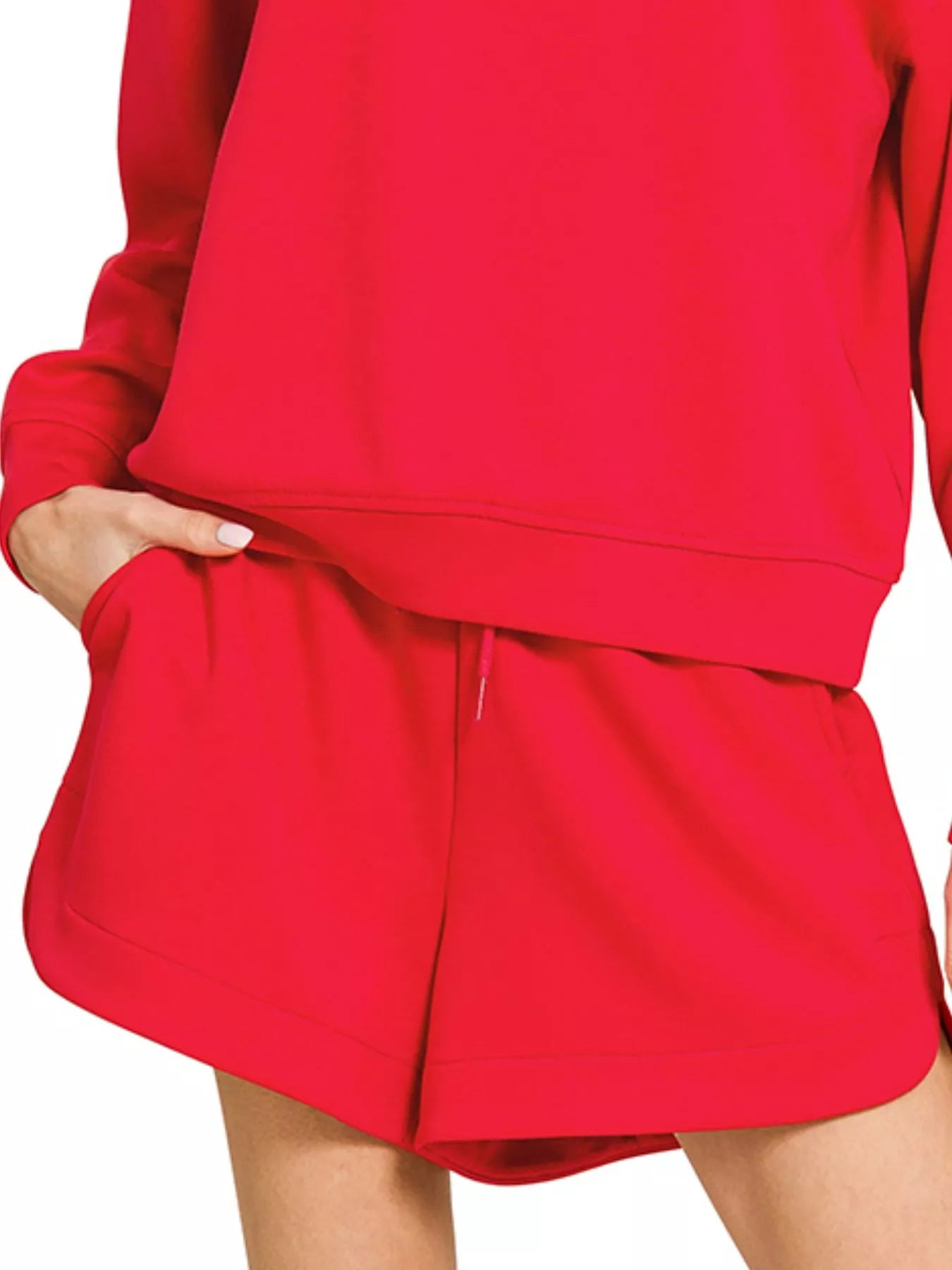 Zenana Scuba Long Sleeve Sweatshirt and Shorts Set