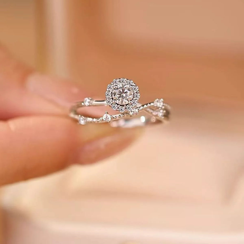 1 Carat 925 Sterling Silver Moissanite Layered Ring