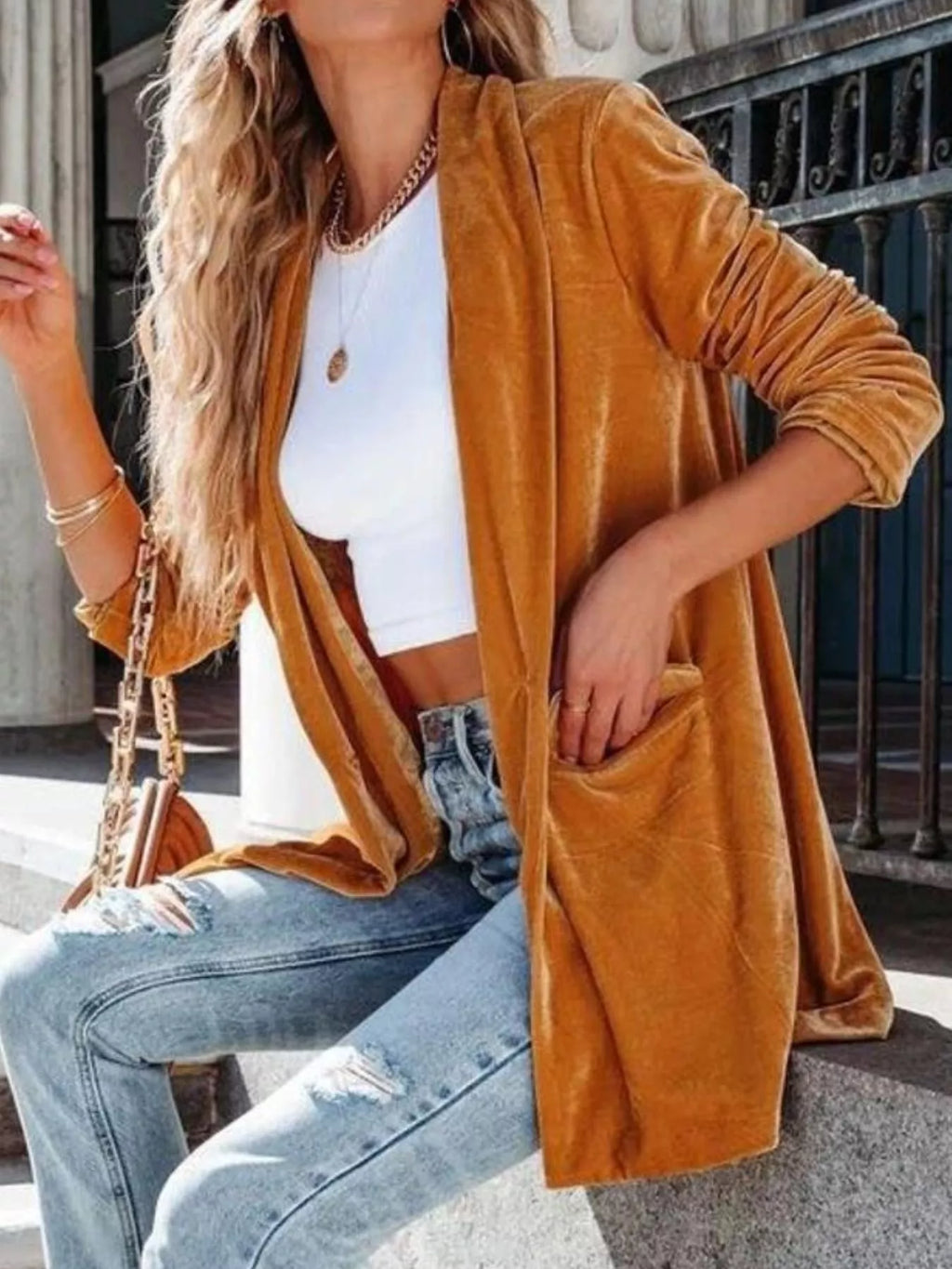 Velvet One Button Outerwear