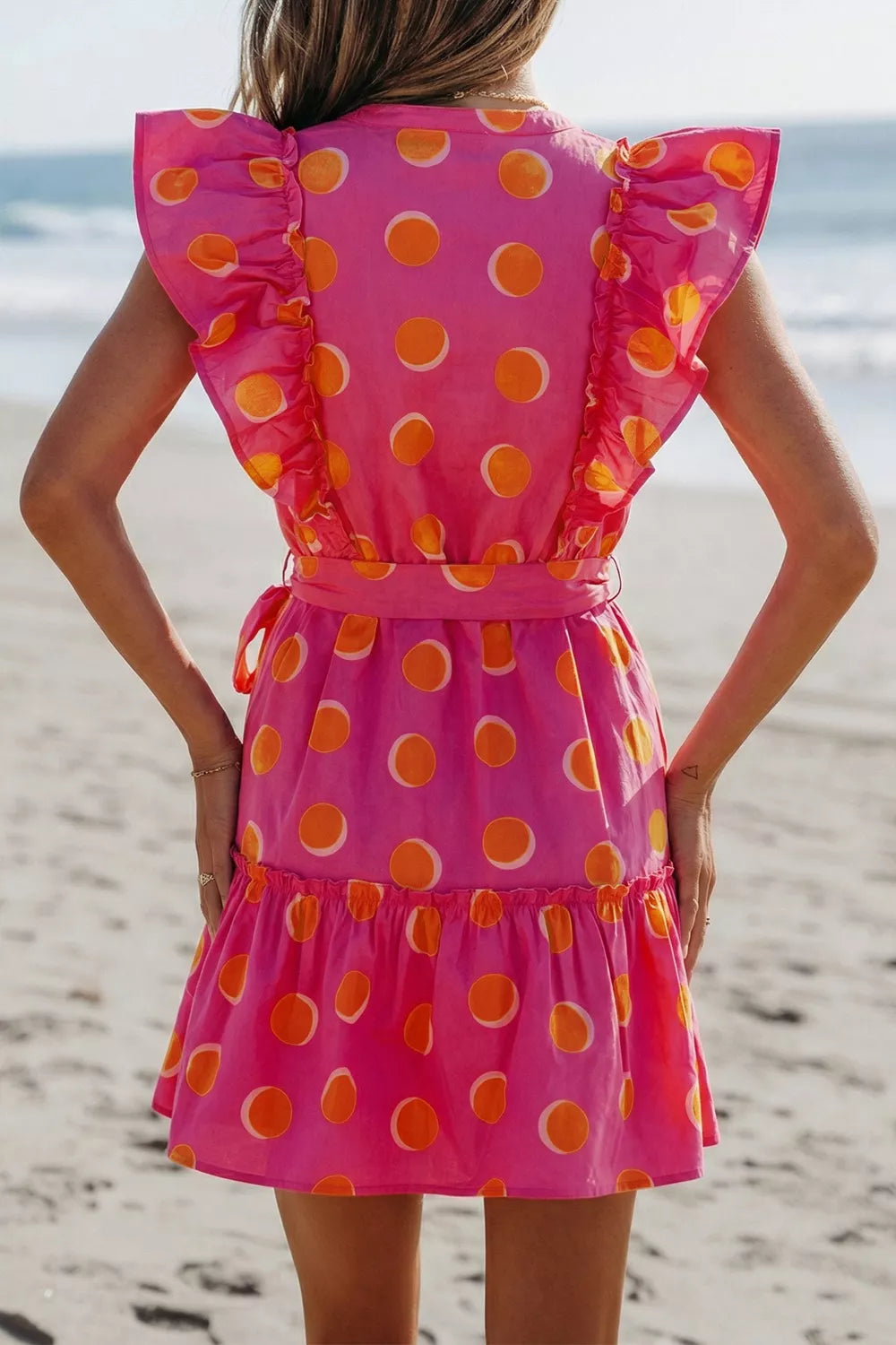 Ruffle Sleeve Polka Dot Mini Dress