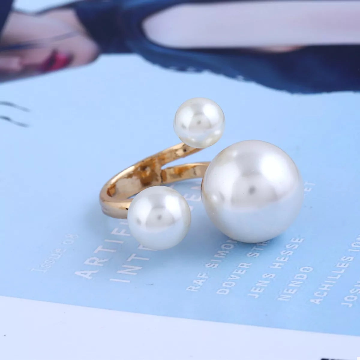 18K Gold-Plated Pearl Open Ring