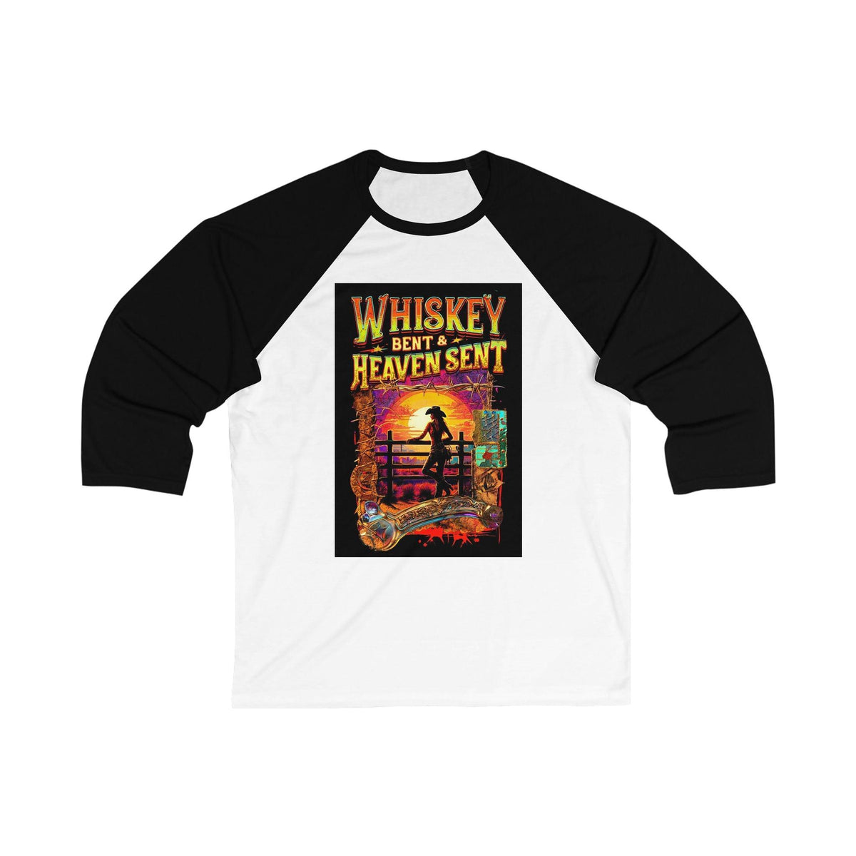 Whiskey Bent and Heaven Sent 3\4 Sleeve Baseball Tee