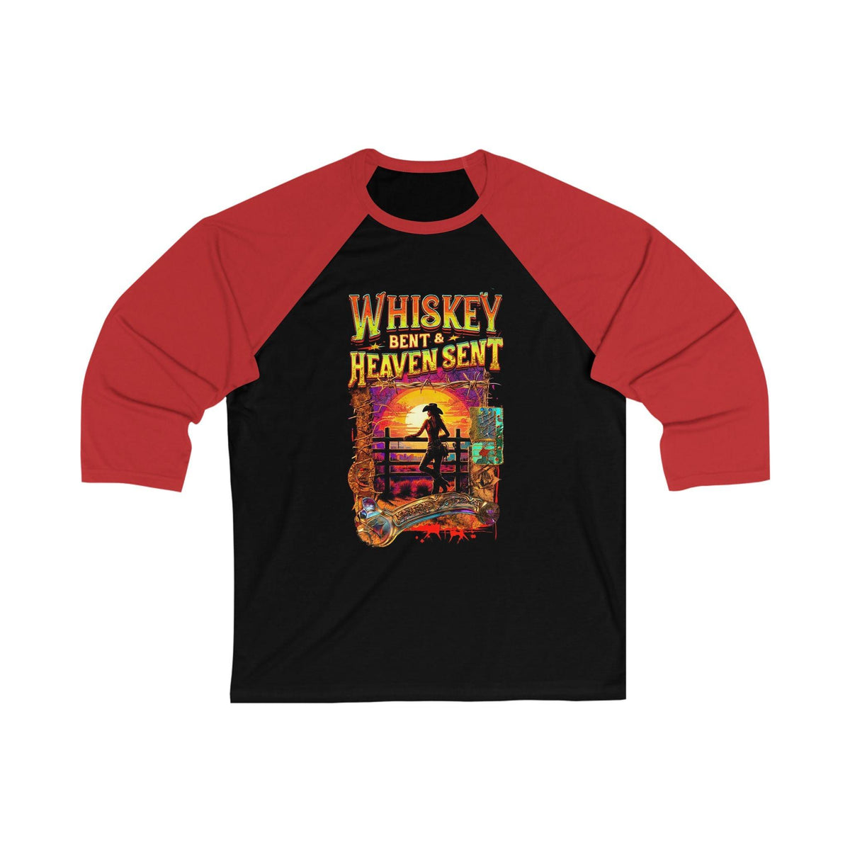 Whiskey Bent and Heaven Sent 3\4 Sleeve Baseball Tee