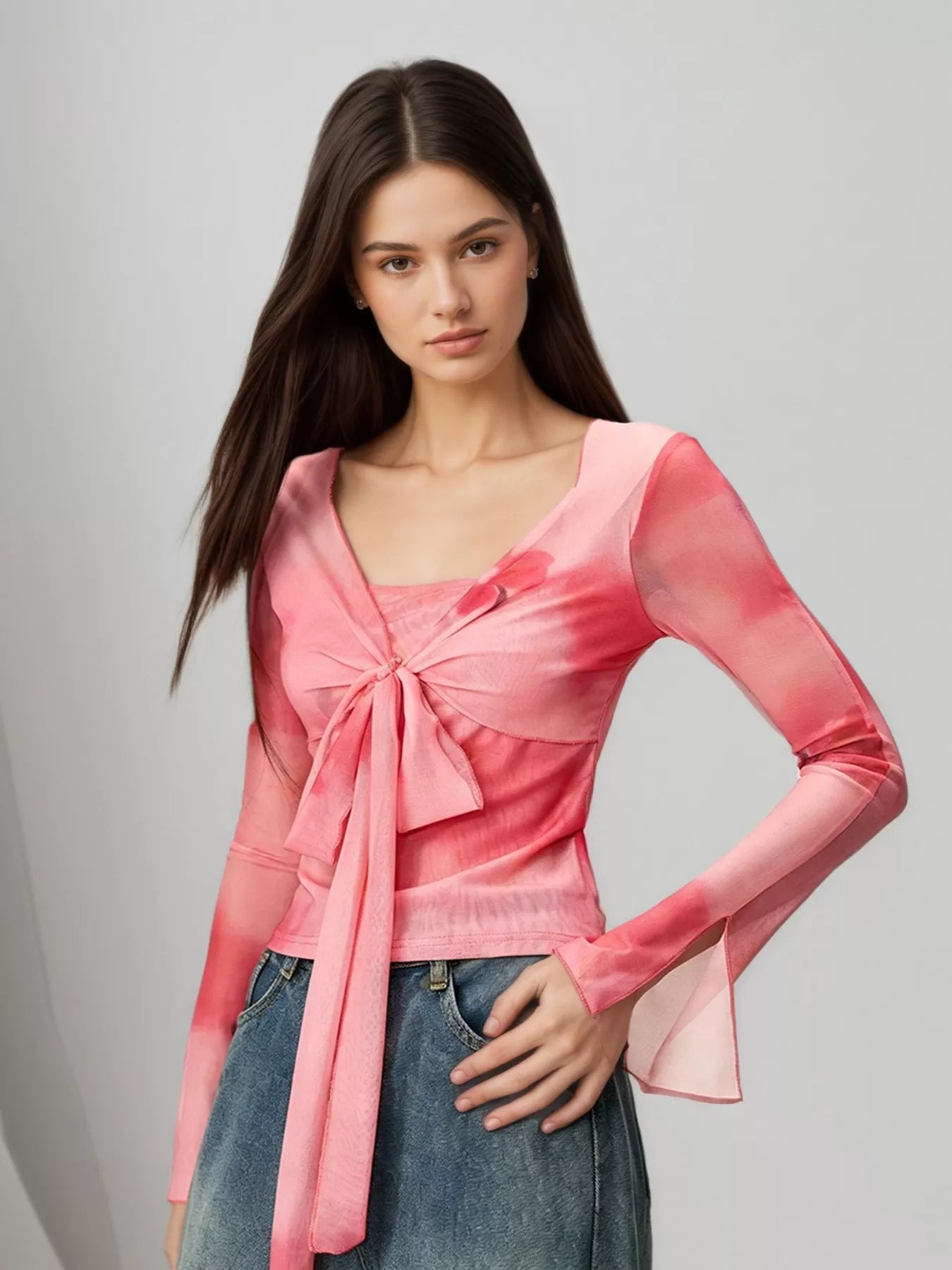 Tie-Front Tie-Dye Top