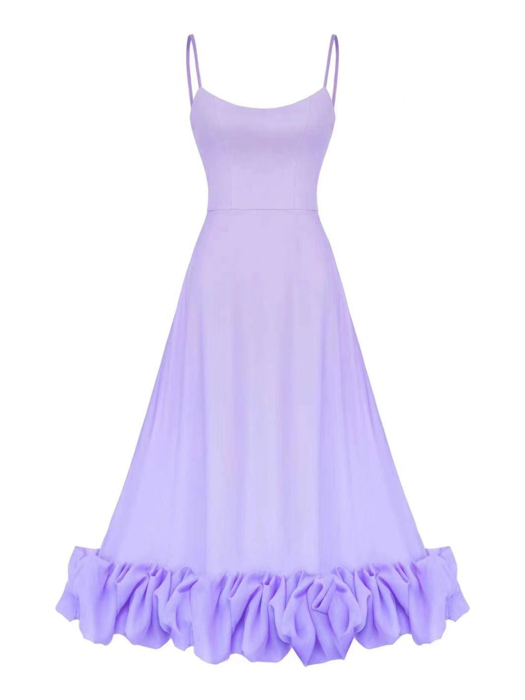 Ruffle Hem Scoop Neck Midi Dress