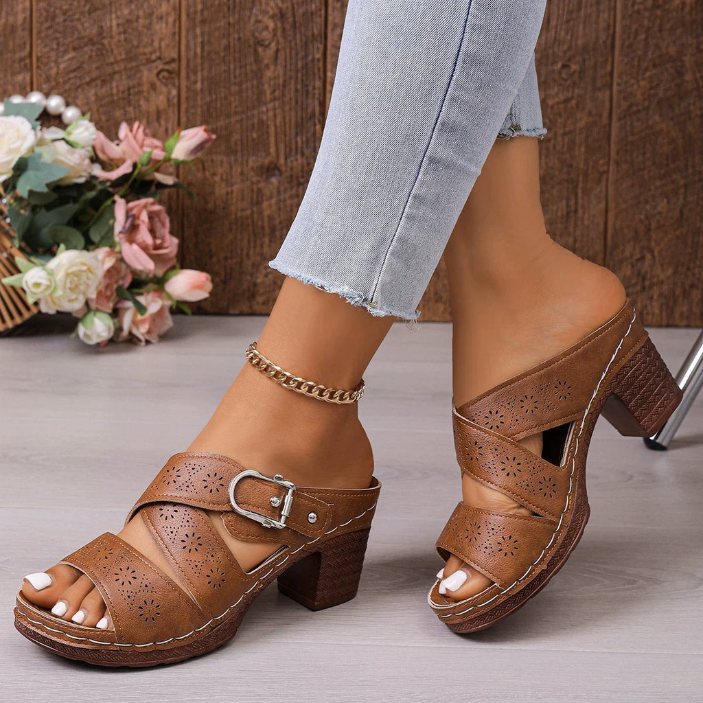 Open Toe Block Heels Sandals