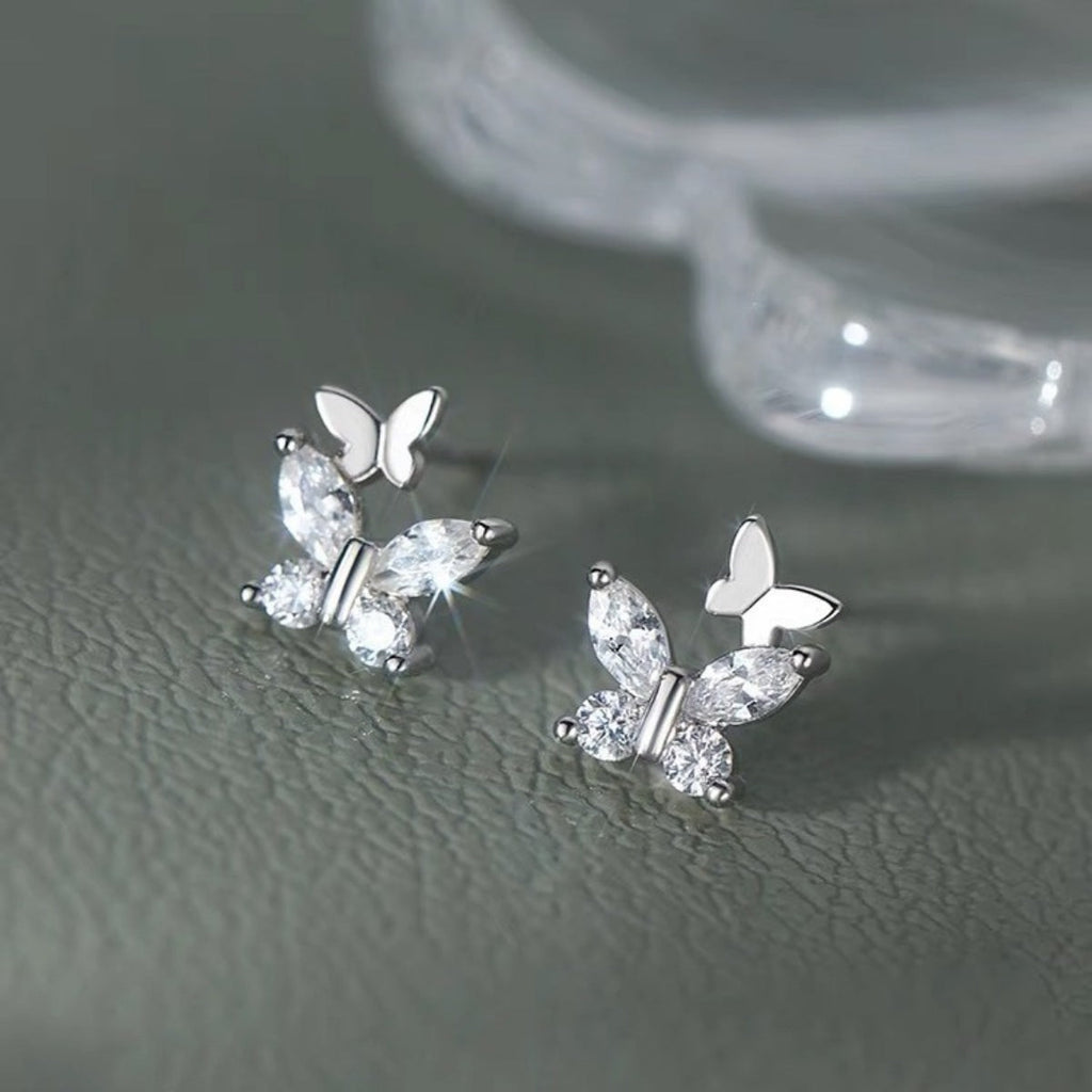 925 Sterling Silver Butterfly Stud Earrings