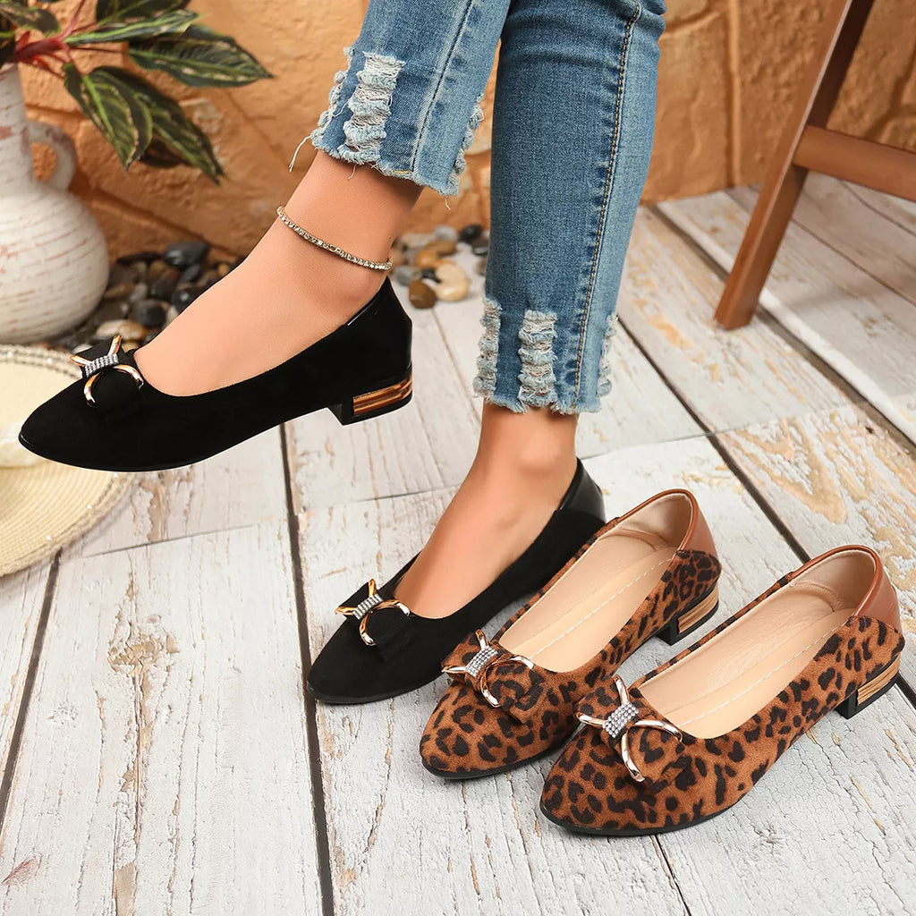 Point Toe Block Heels Slip-Ons