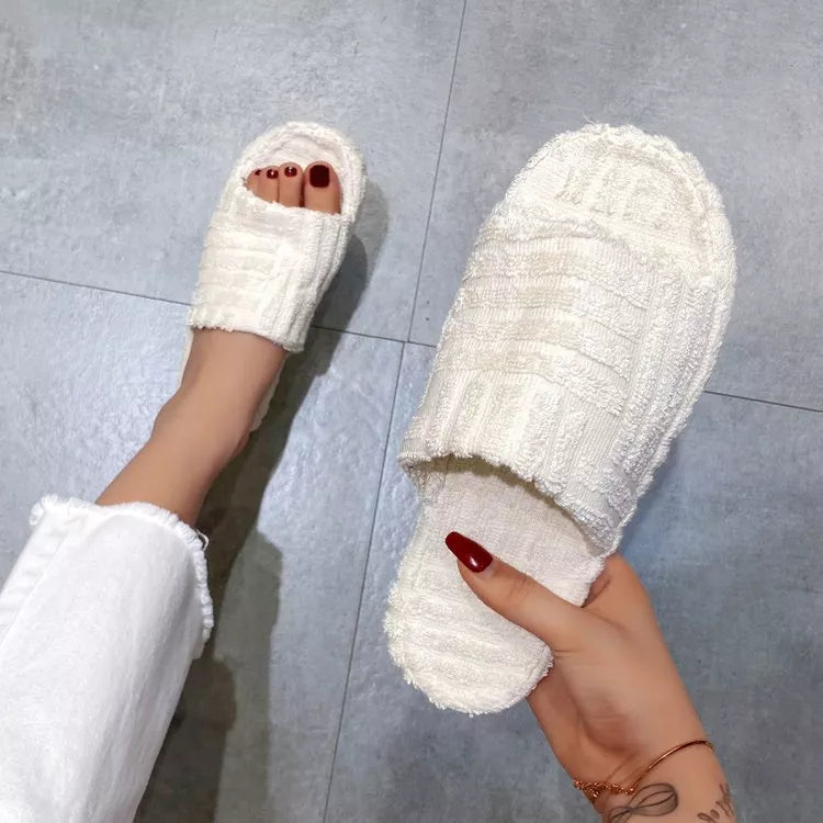 Open-Toe Platform Slippers