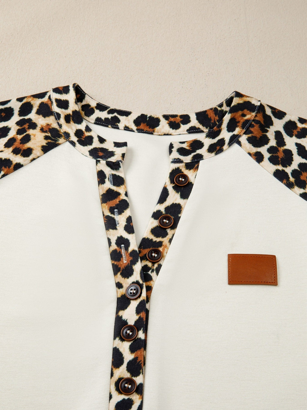 Leopard Print Raglan Sleeve Blouse