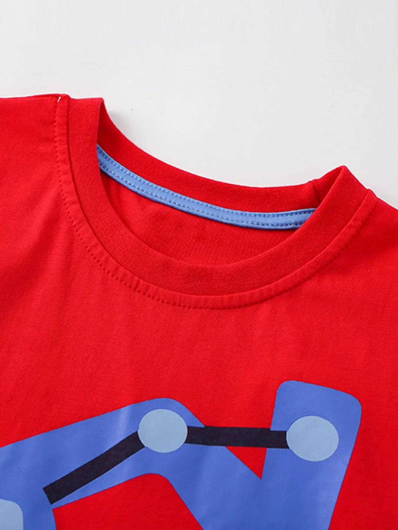 Children's Cartoon Excavator Print Short Sleeve T-Shirt