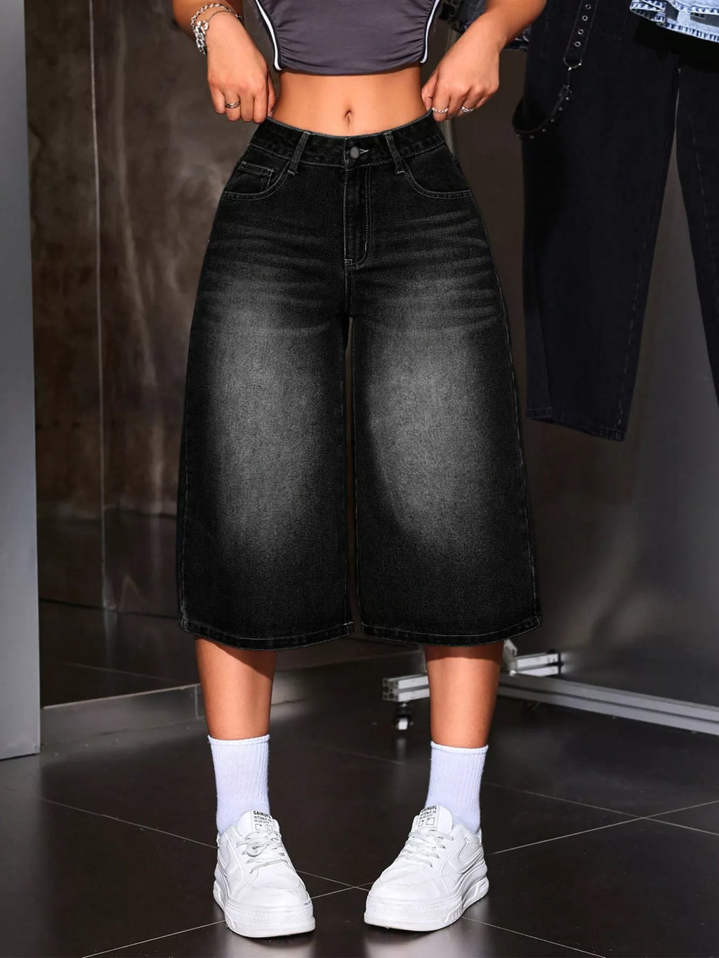 Wide Leg Denim Capris