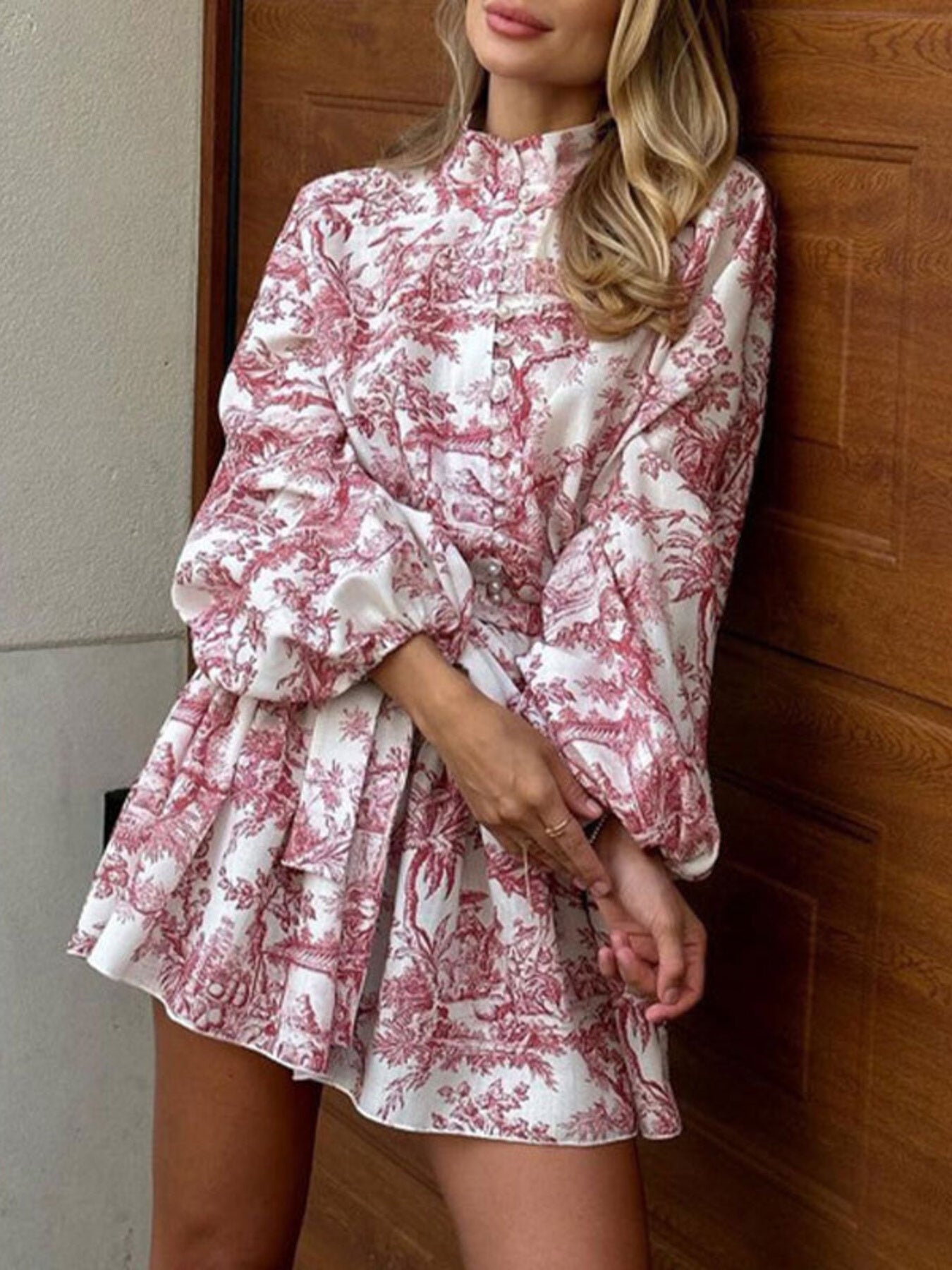 Full Size Floral Print Tie Waist Mini Dress Plus Size