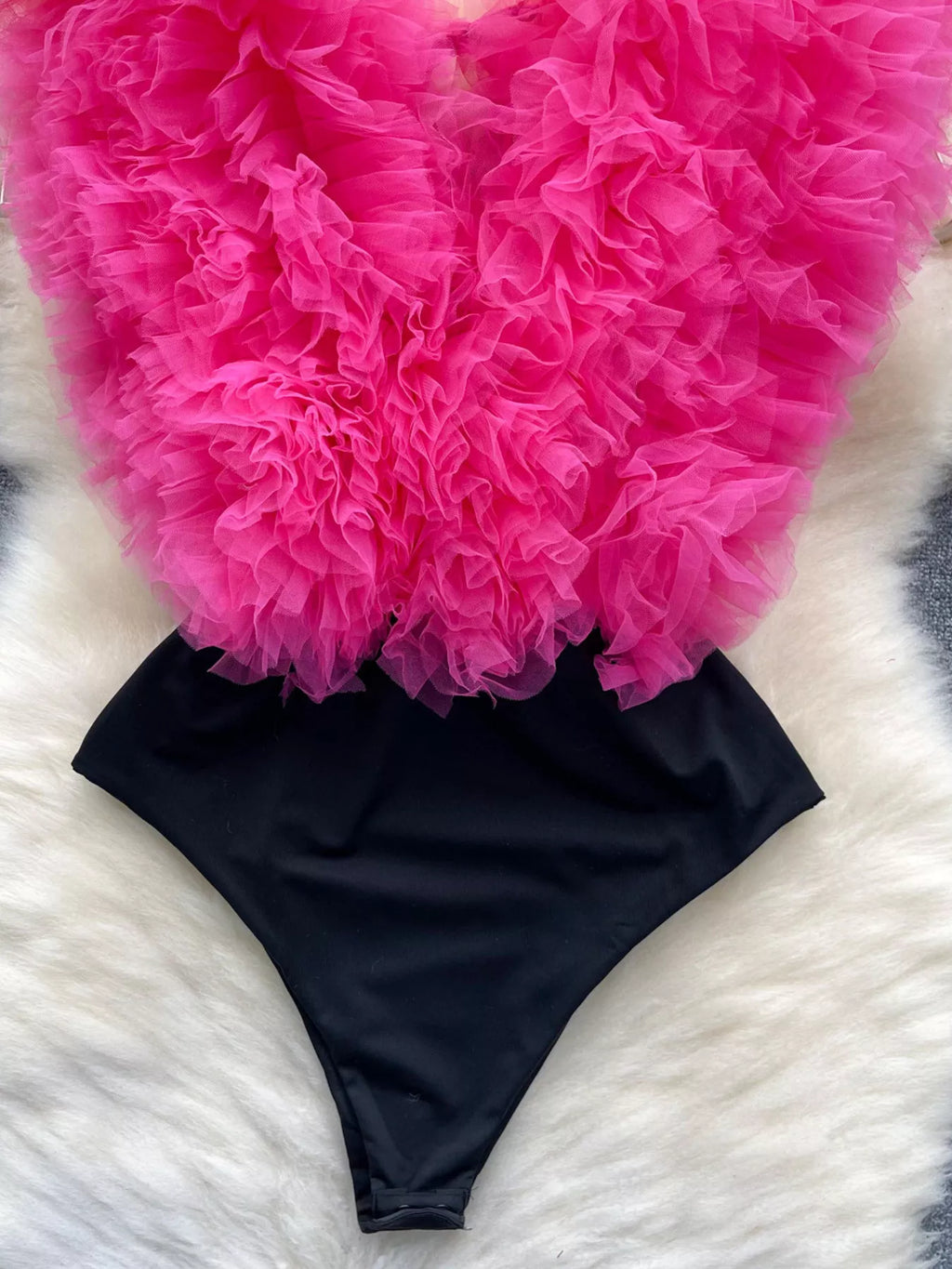 Ruffle Trim Sleeveless Bodysuit