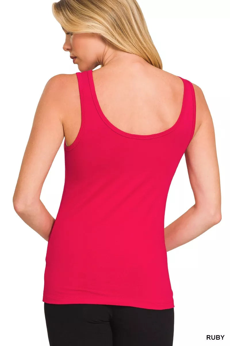 Zenana Double Scoop American Flag Embroidered Tank Top