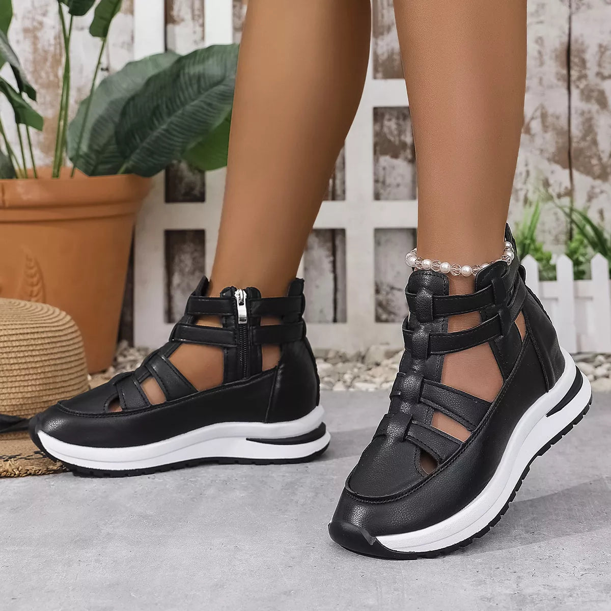Cutout Platform Sneakers