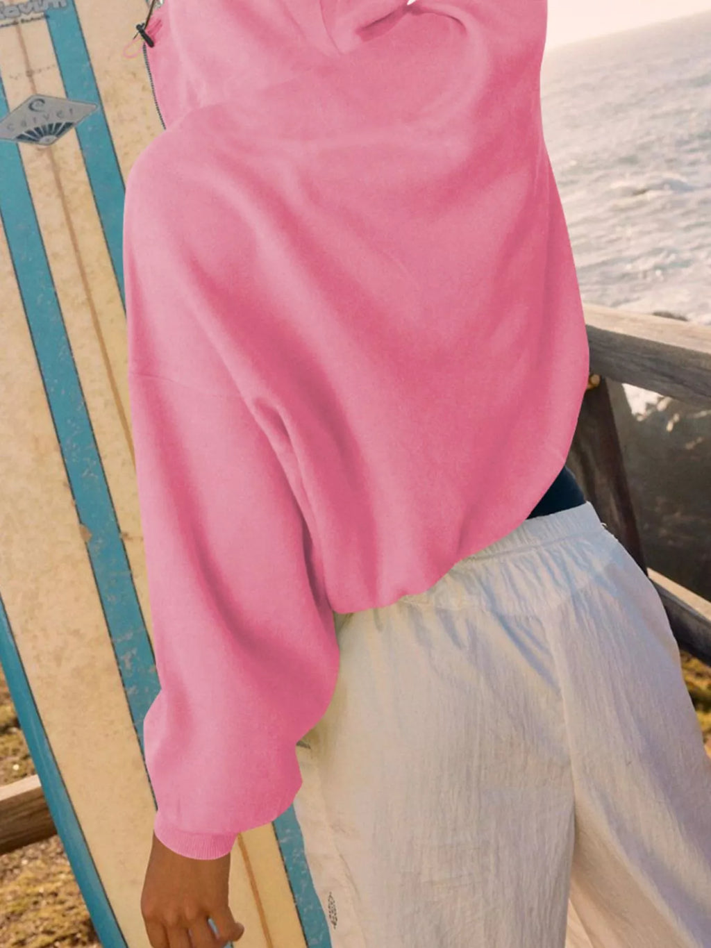 Half-Zip Dropped Shoulder Hoodie