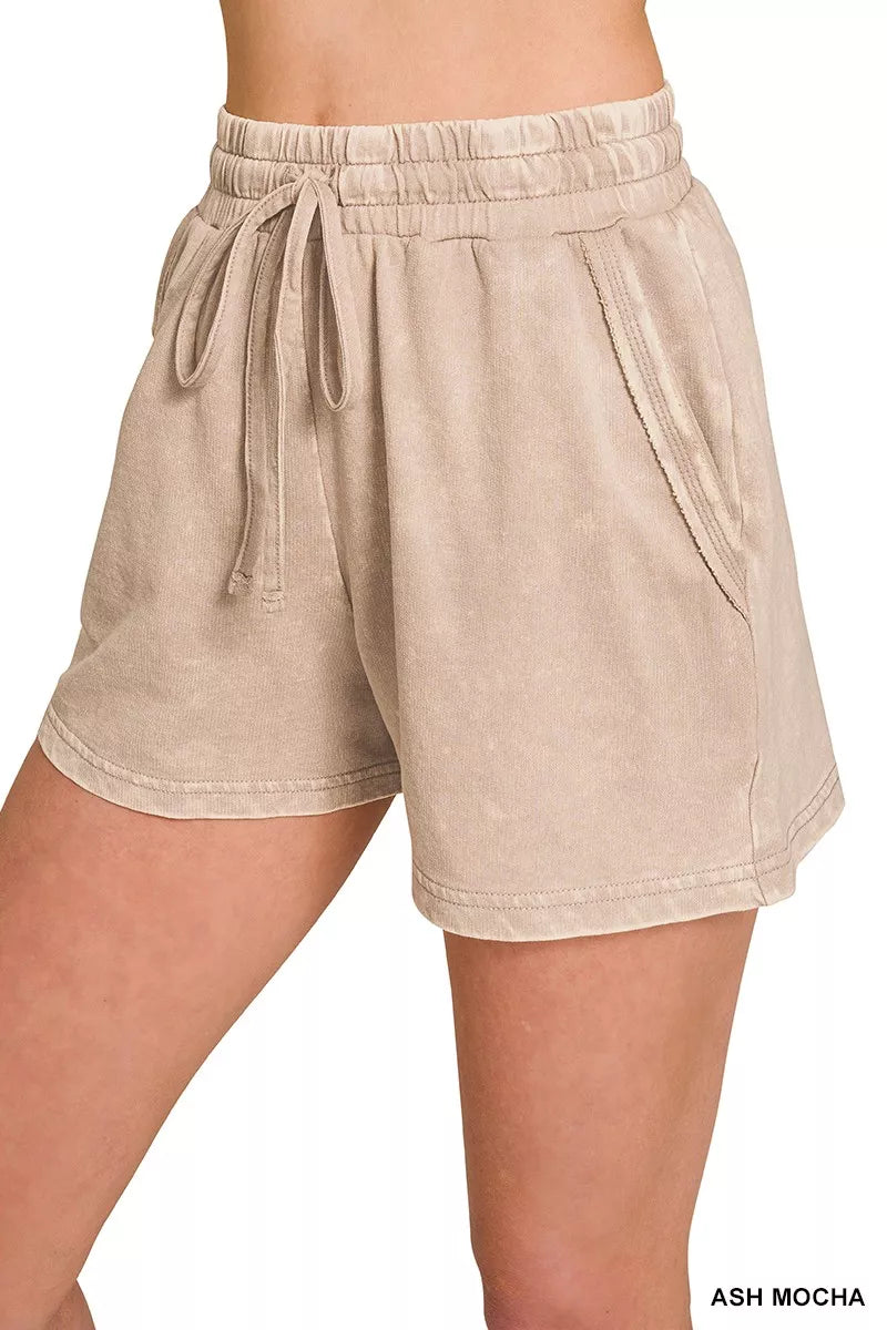 Zenana French Terry Acid Washed Relaxed Top & Short Set