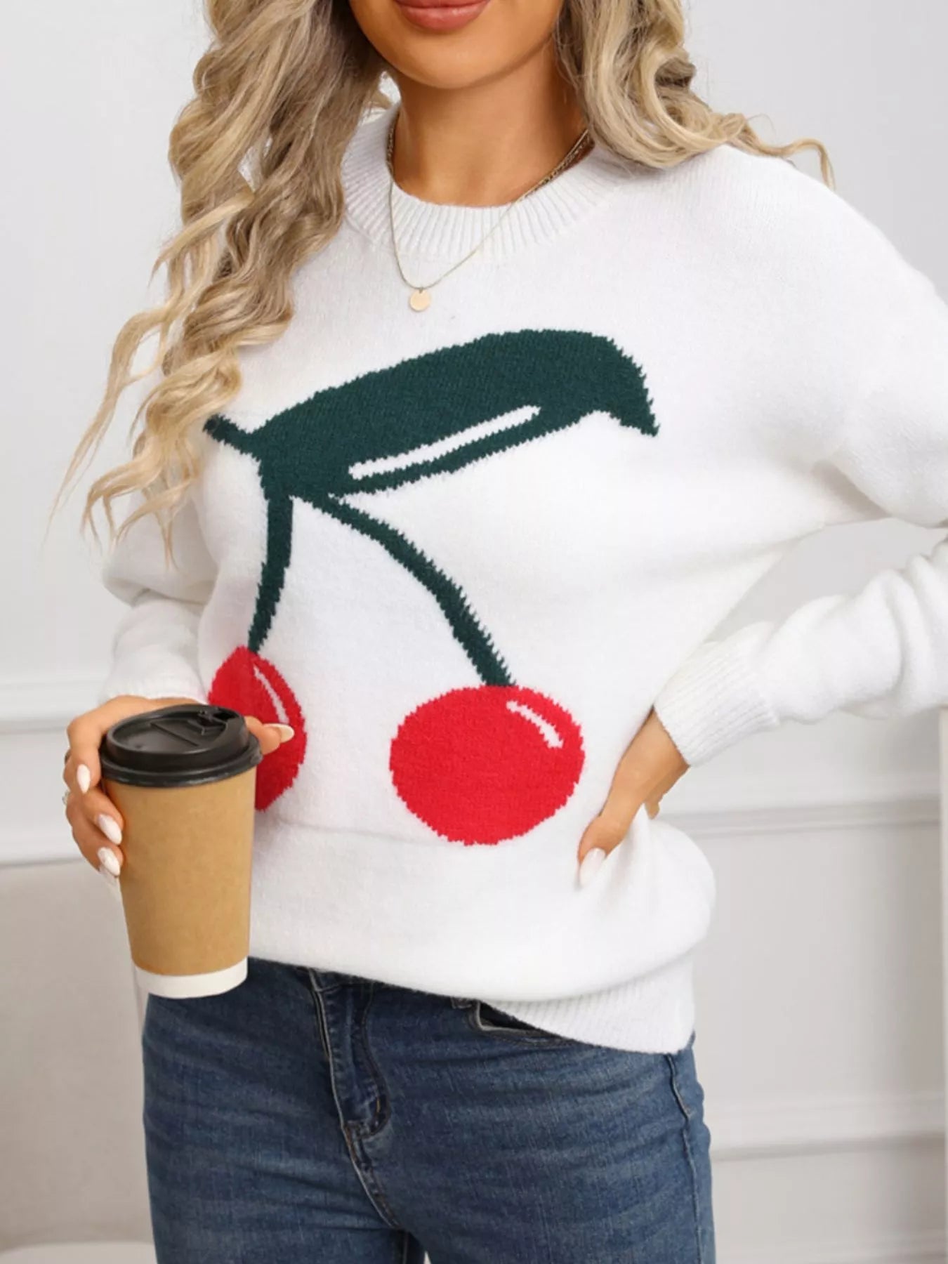 Cherry Round Neck Sweater