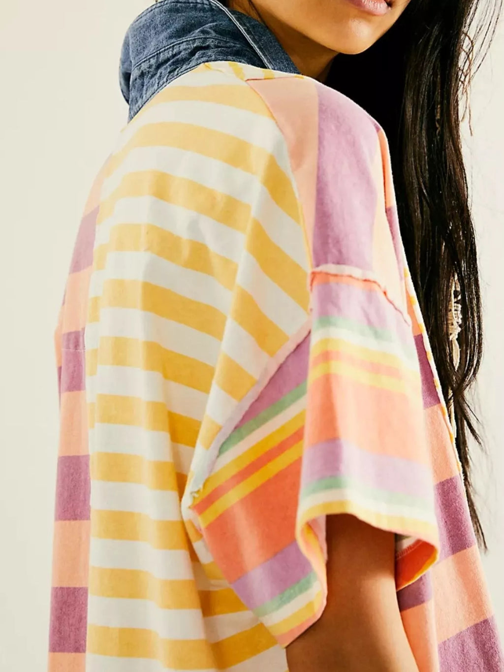 Striped Oversized Half Button Shirt Dress