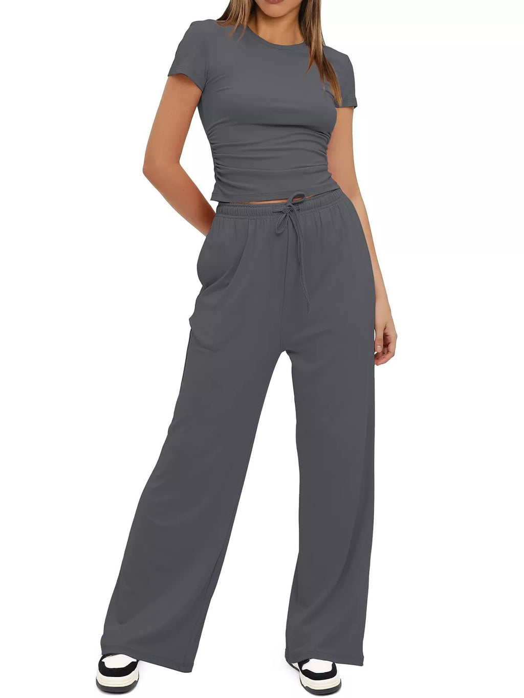 Short Sleeve Top and Drawstring Pants Set