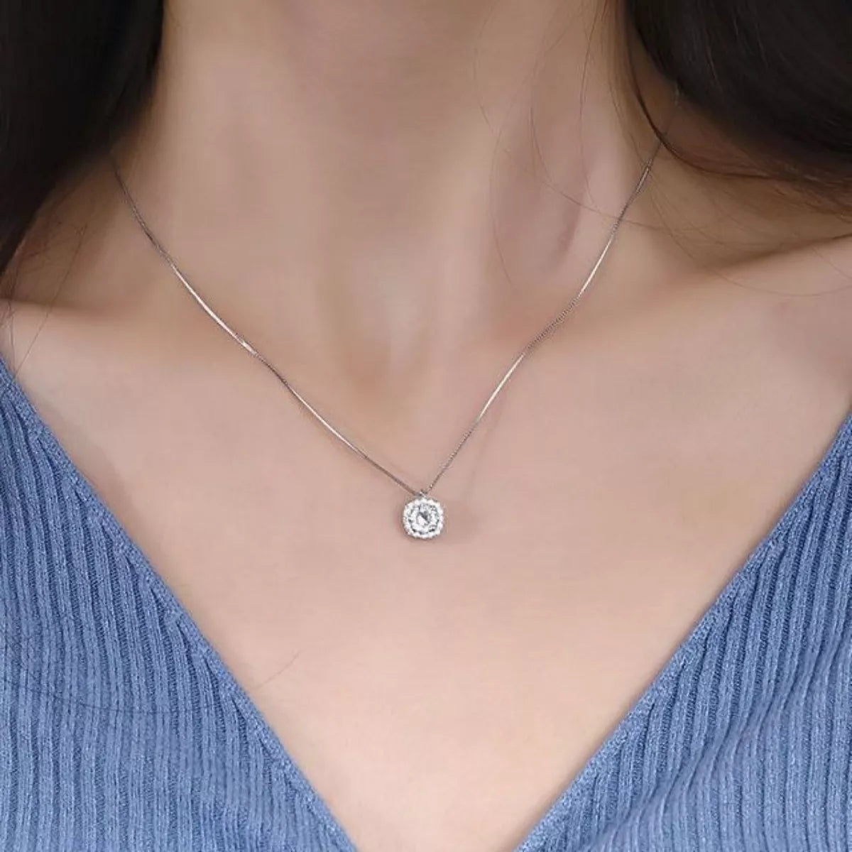 925 Sterling Silver Zircon Pendant Necklace