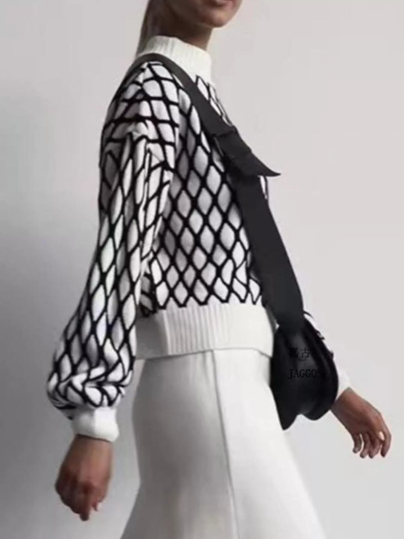 Geometric Pattern Turtleneck Sweater