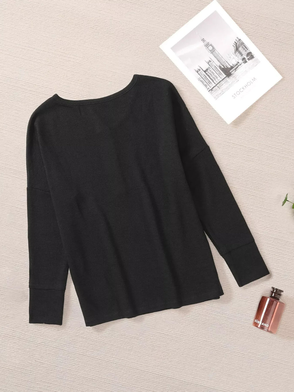 Waffle Knit Henley Top