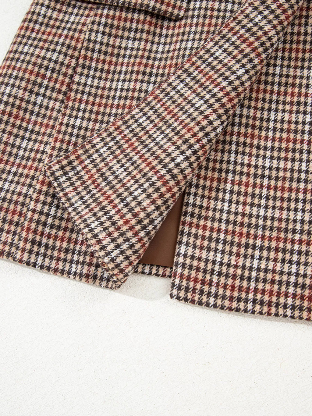 Houndstooth Lapel Collar Blazer