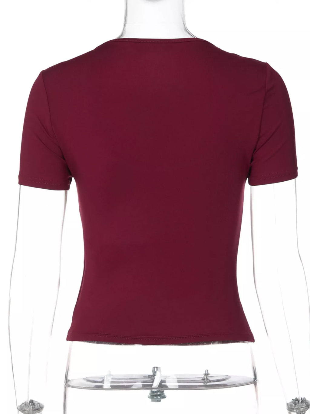Sweetheart Neck Lace Trim Tie-Front T-Shirt