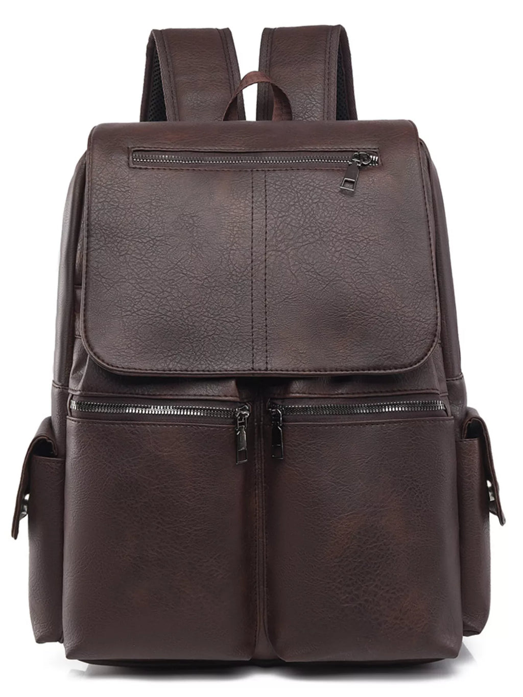 Leather Flapover Backpack Bag