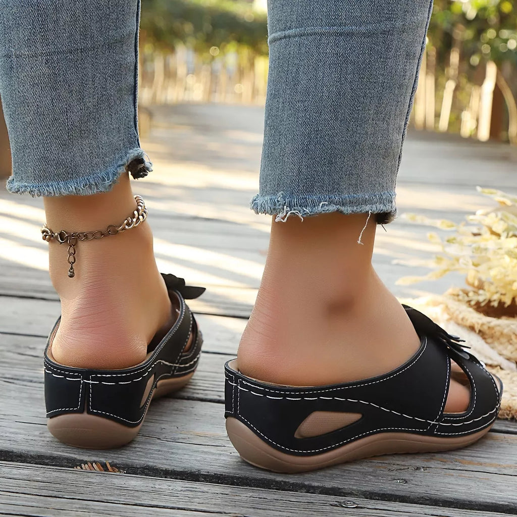 Flower Open Toe Wedge Sandals