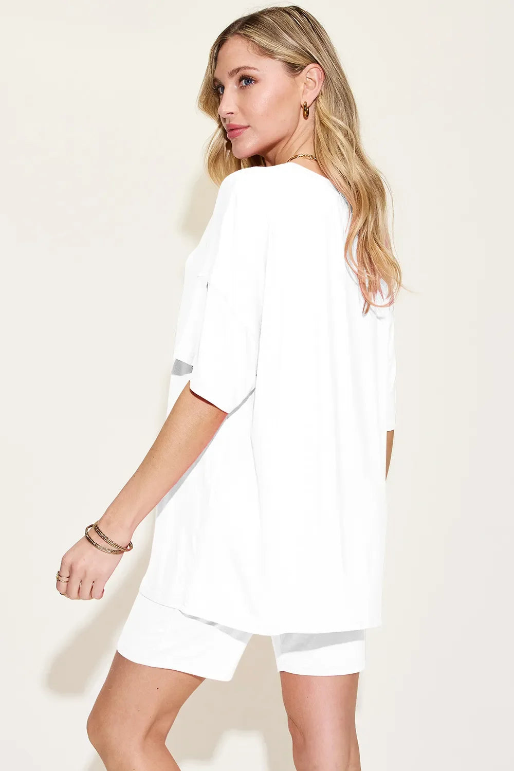 Basic Bae Bamboo Full Size  V-Neck Drop Shoulder T-Shirt and Shorts Set