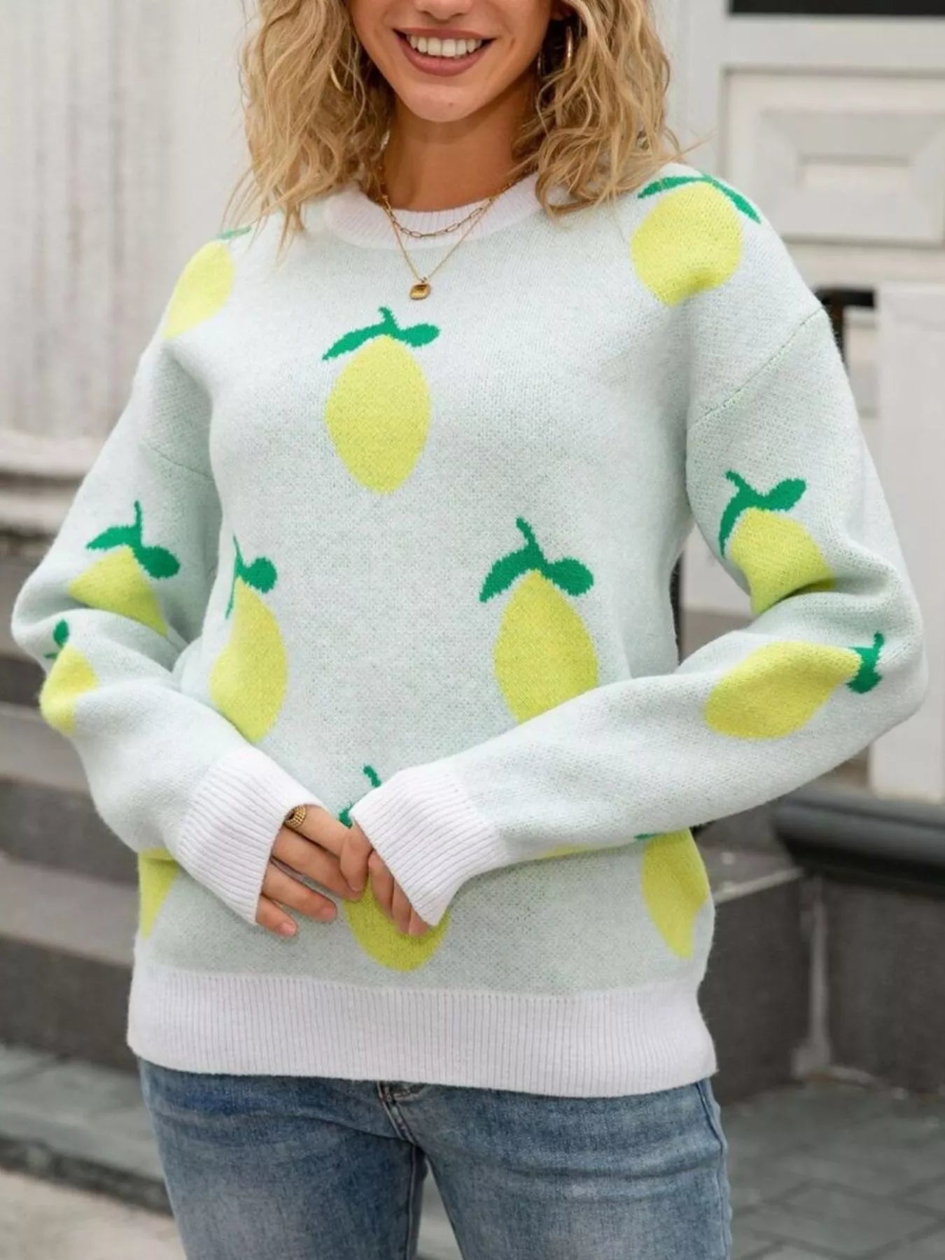 Lemon Crew Neck Round Neck Sweater