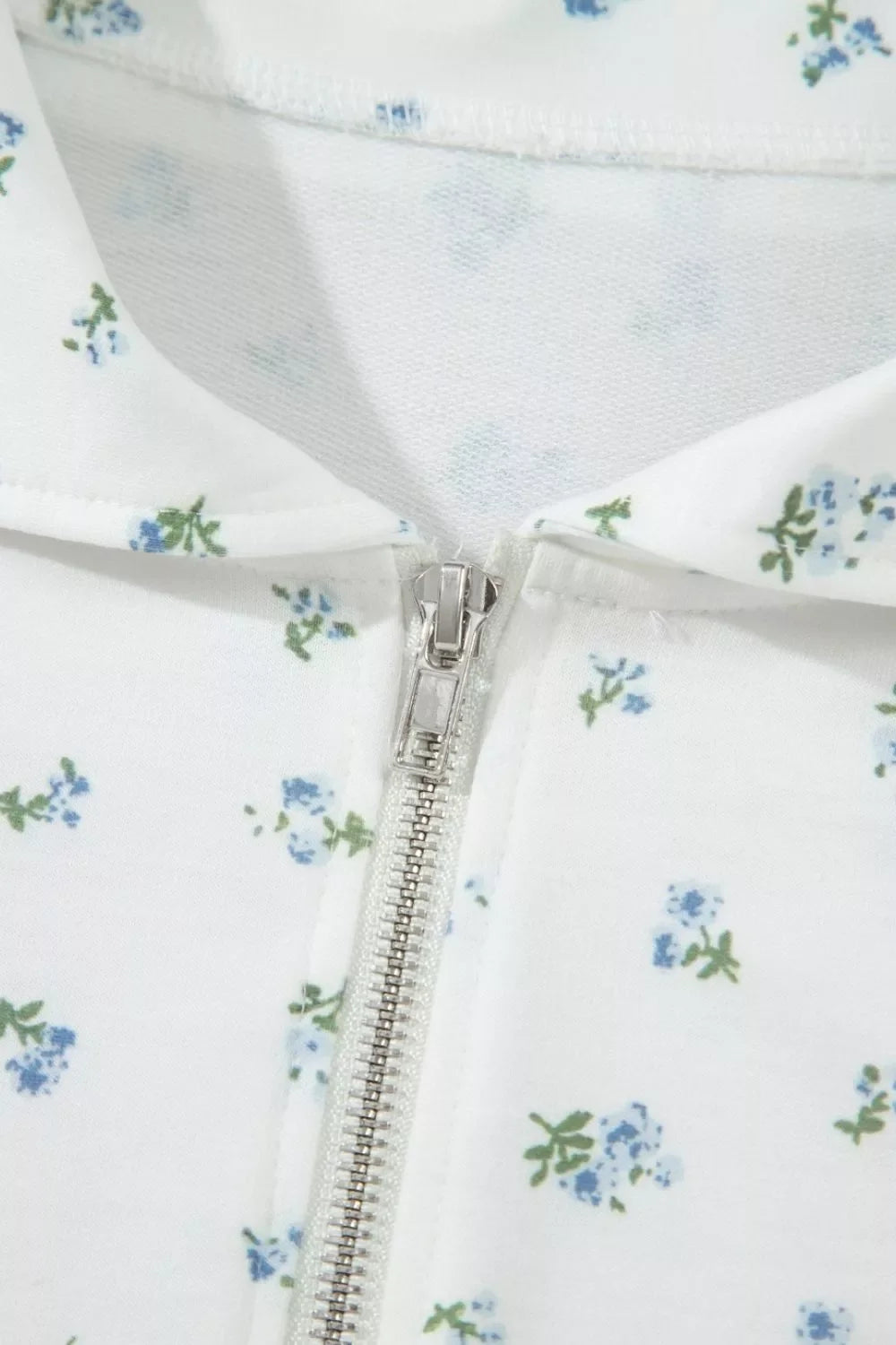 Floral Print Half Zip Top Matching Short Set