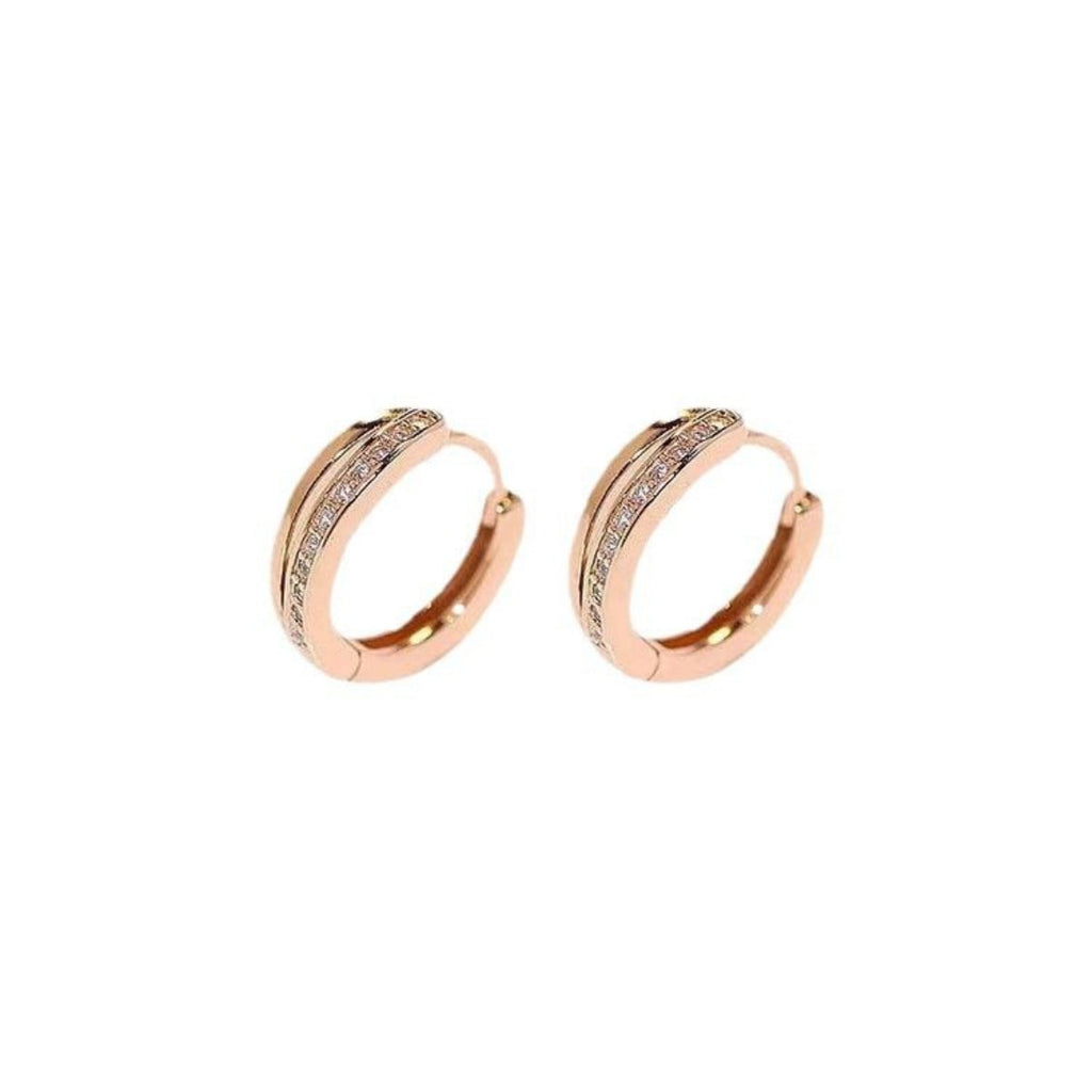 18K Rose Gold-Plated Zircon Hoop Earrings