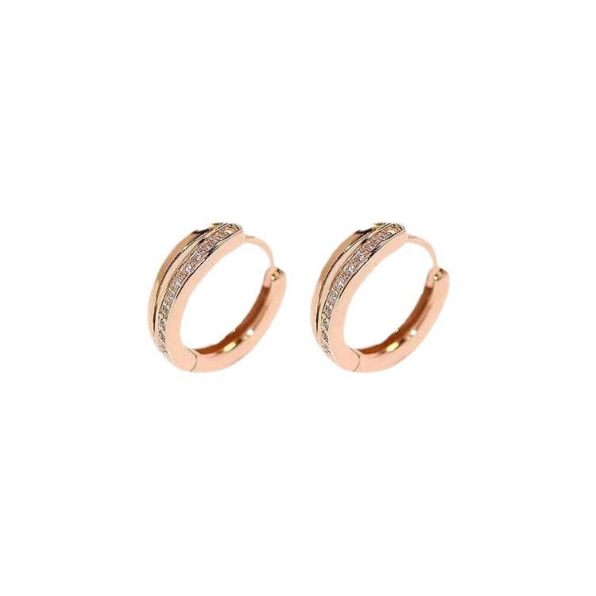 18K Rose Gold-Plated Zircon Hoop Earrings