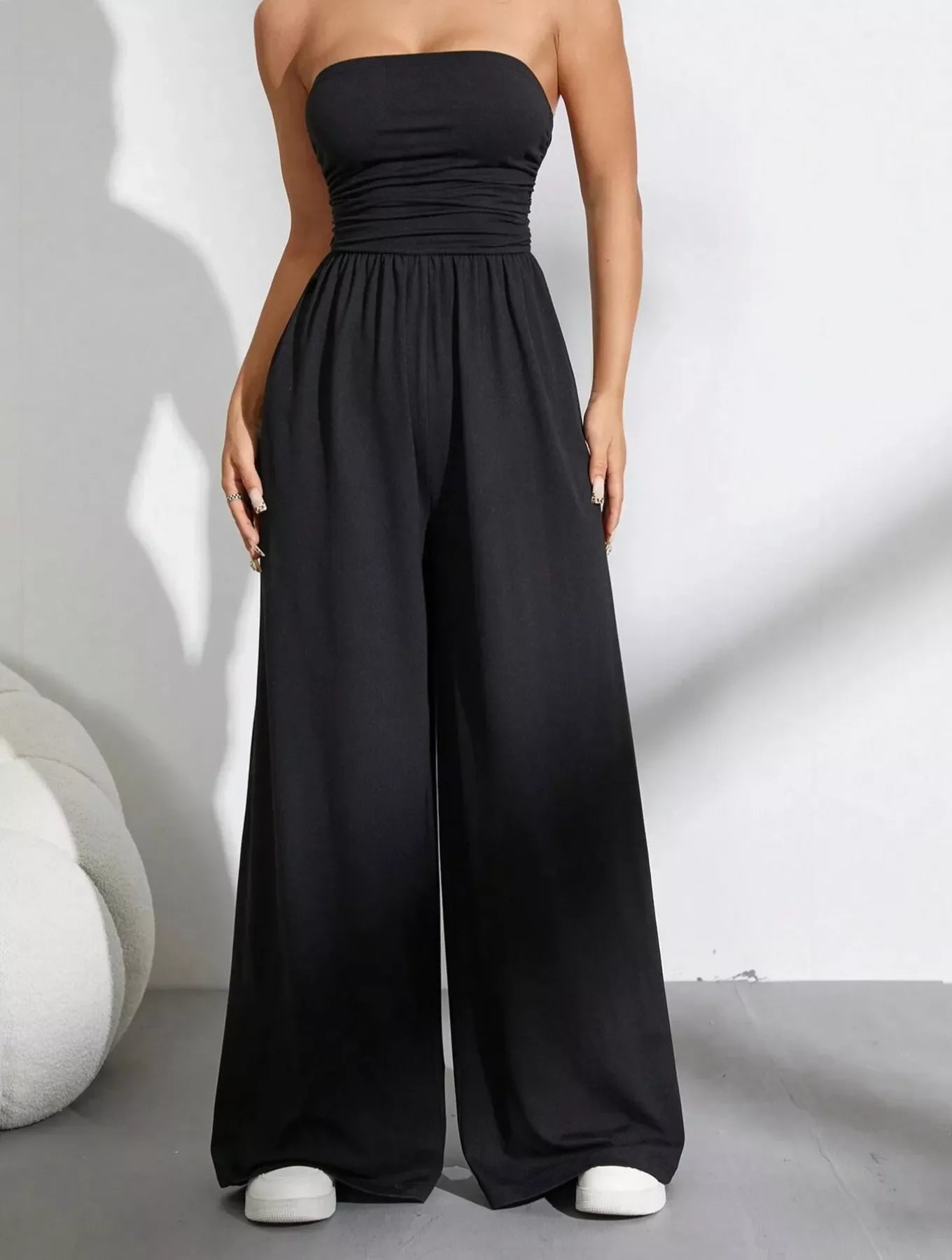 Effortless Chic Tube Top Wide Leg Jumpsuit