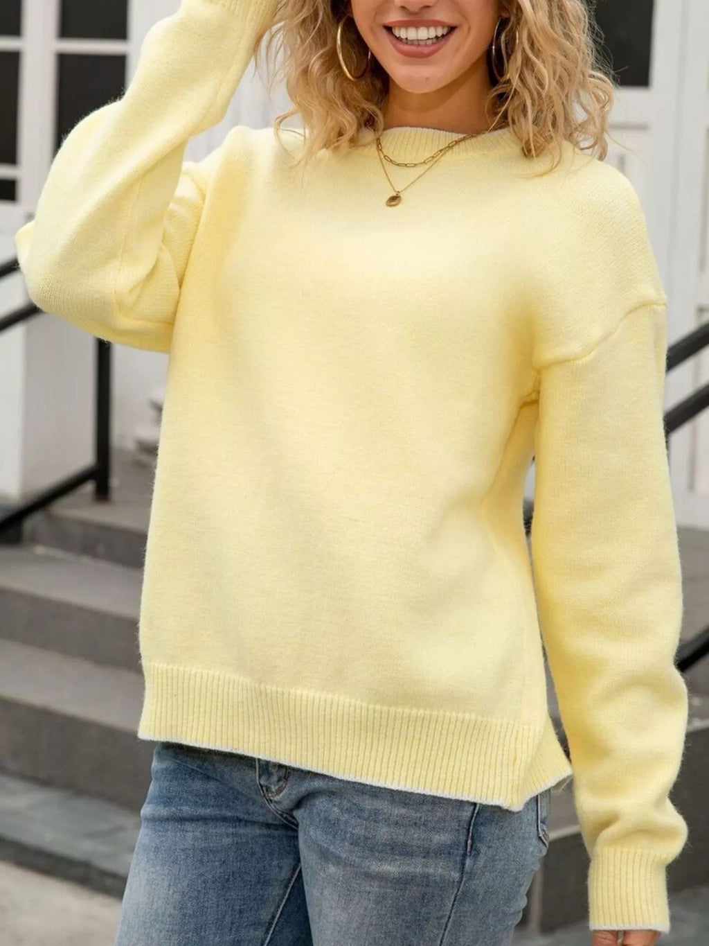 Bow-Back Round Neck Sweater