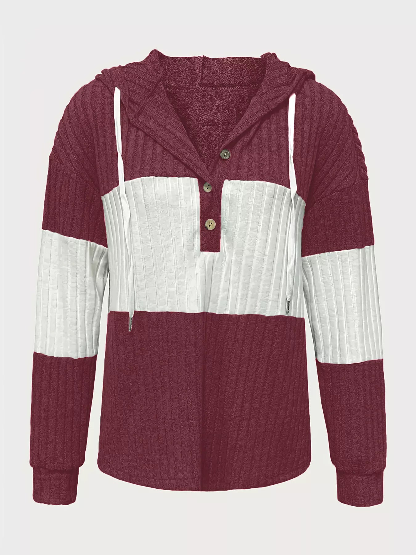 Color Block Drawstring Long Sleeve Hoodie