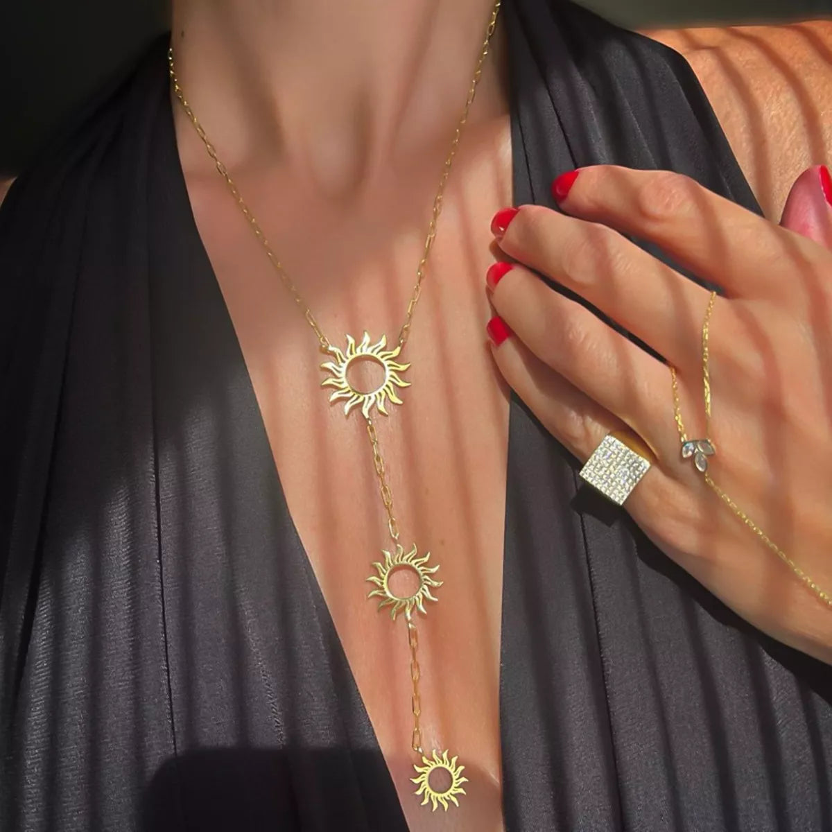 18K Gold-Plated Sun Pendant Necklace