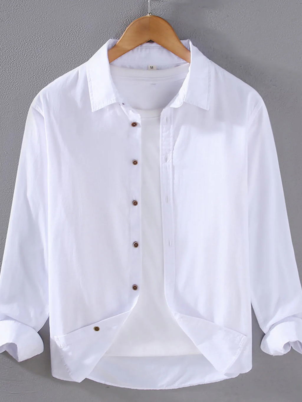 Men's Plus Size Button-Up Shirt with Rolled Sleeves