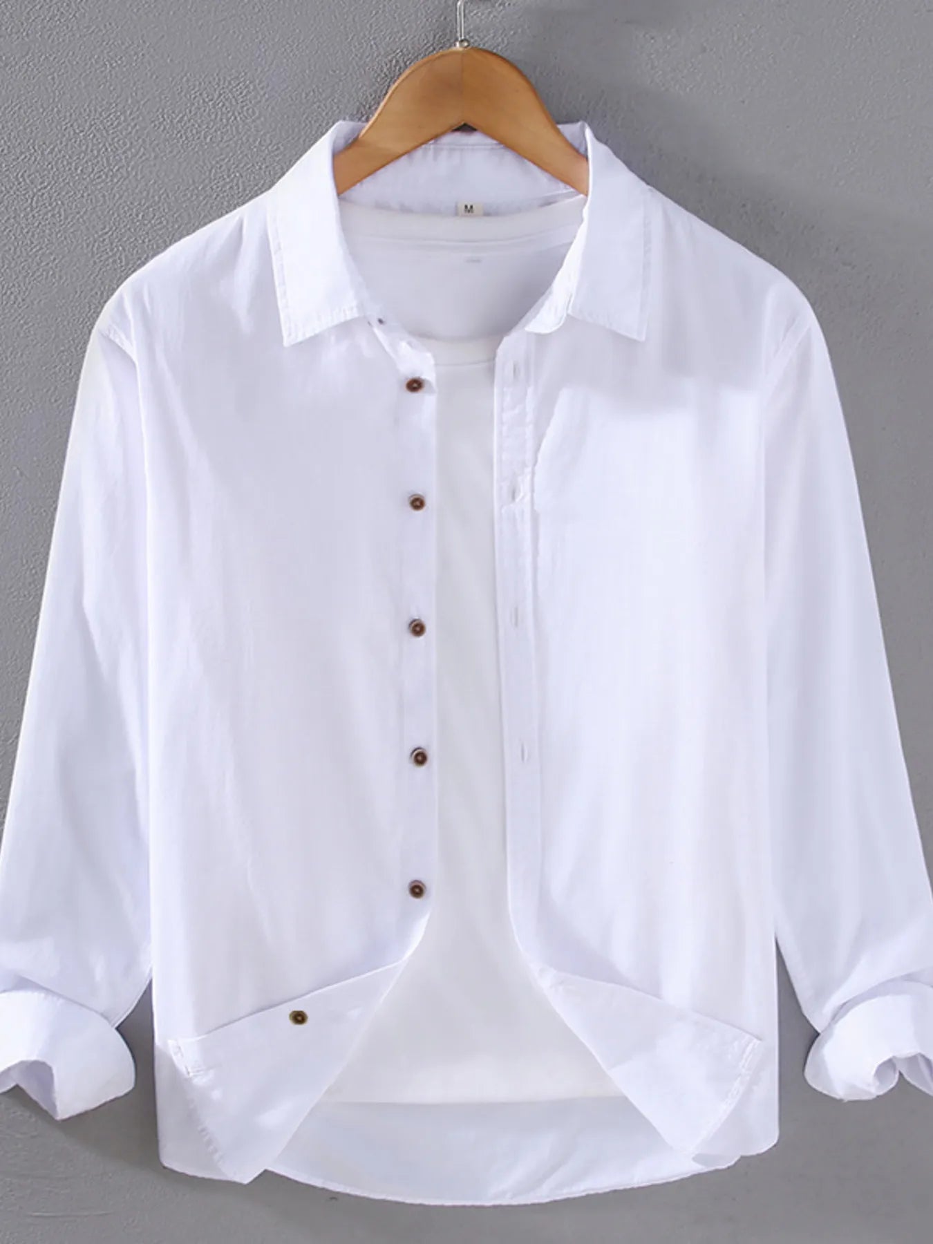 Men's Plus Size Button-Up Shirt with Rolled Sleeves