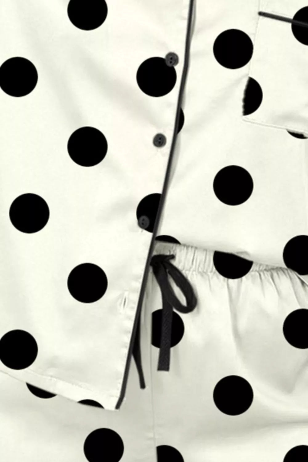 Polka Dot Button Up Top and Shorts Lounge Set