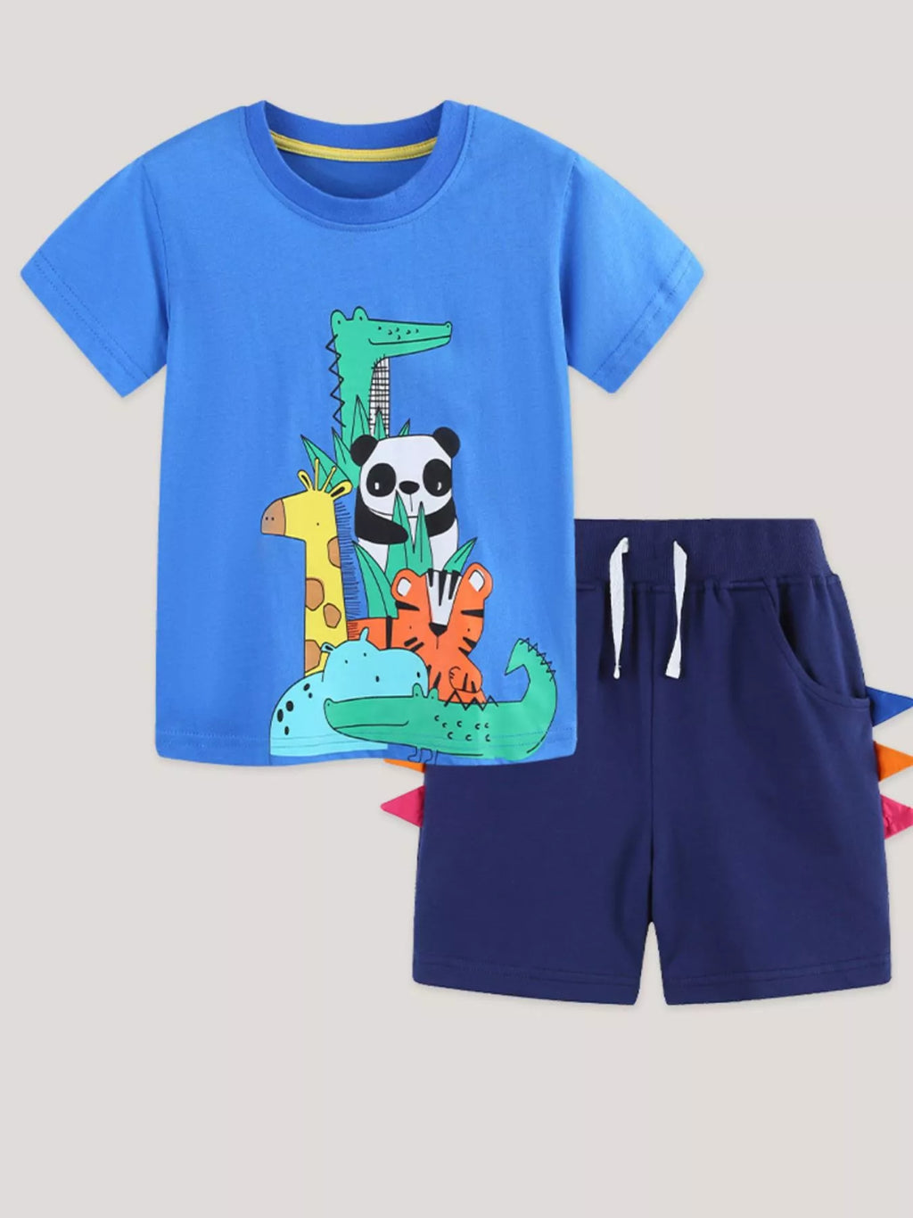 Children's Animal Print Tee & Dinosaur Decor Shorts Set