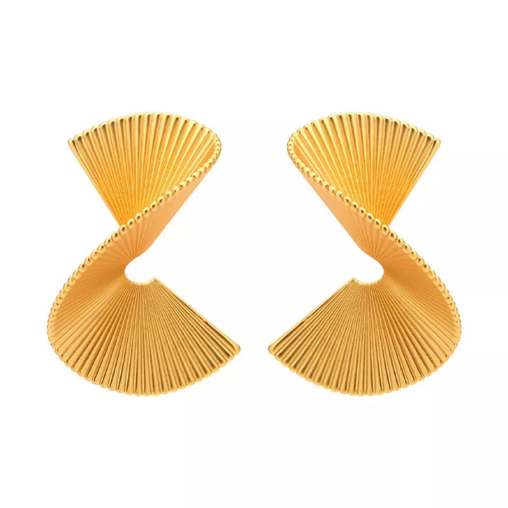 18K Gold-Plated Copper Fan-Shaped Earrings
